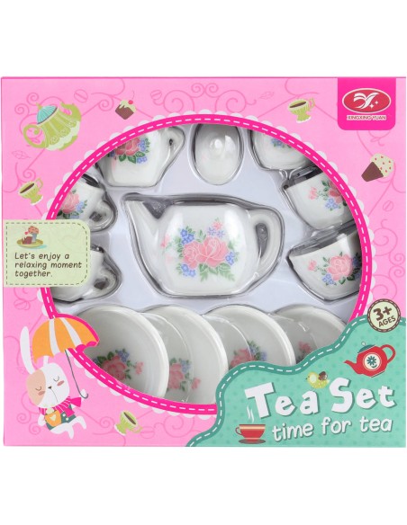 Čajový servis dětský porcelánový s růžičkami set s konvičkou a cukřenkou