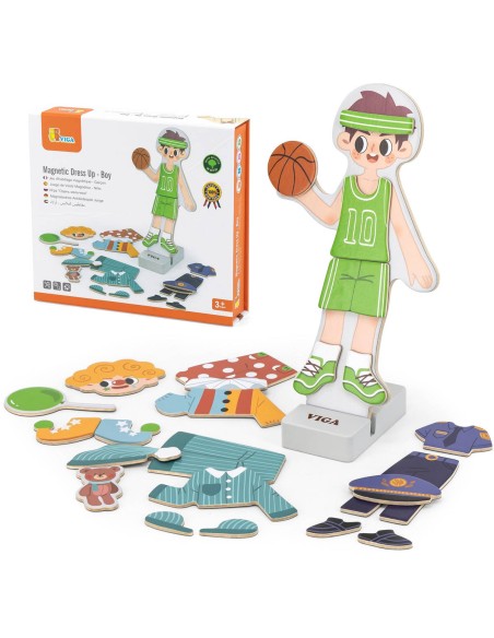 VIGA DŘEVO Magnetické oblékání Chlapec 8 stylů  *DŘEVĚNÉ HRAČKY*