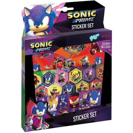 Samolepky s pozadím ježek Sonic set 3 archy dárkový box
