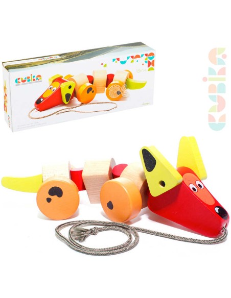 CUBIKA DŘEVO Baby Pejsek tahací na kolečkách *DŘEVĚNÉ HRAČKY*