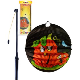 Lampion kulatý 25cm Halloween dýně na svíčku / žárovku s hůlkou na baterie Světlo