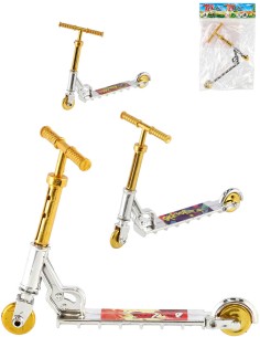 Koloběžka mini prstová triková 10cm 3 druhy plastová v sáčku