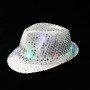 KARNEVAL Klobouk disco stříbrný s flitry na baterie barevné LED Světlo