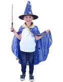 KARNEVAL Plášť kouzelnický modrý + klobouk vel.S (104-128cm) 3-8 let *KOSTÝM*
