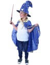 KARNEVAL Plášť kouzelnický modrý + klobouk vel.S (104-128cm) 3-8 let *KOSTÝM*