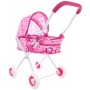 Kočárek hluboký růžová 55x59x28cm srdíčka pro panenku miminko
