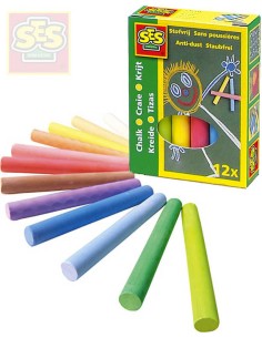 SES CREATIVE Křídy dětské barevné set 12ks v krabičce