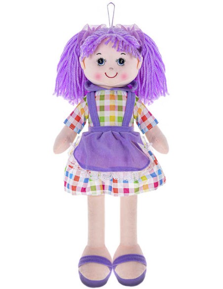 Panenka Nanynka textilní fialová látková mluví zpívá na baterie hadrová Zvuk CZ PLYŠ