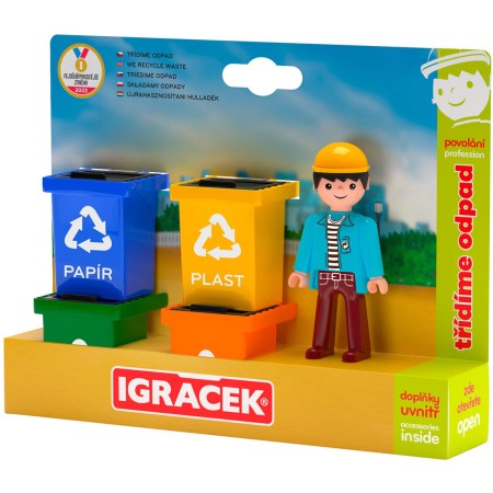 EFKO IGRÁČEK TRIO Třídíme odpad set figurka kloubová + 4 popelnice