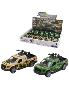 Auto kovový model 13cm pick-up vojenský 1:32 zpětný chod 2 barvy