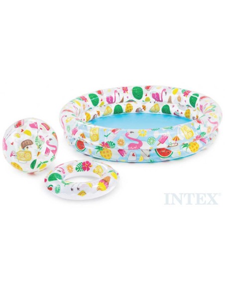 INTEX Set nafukovací bazén 114x25cm s míčem a plavacím kolem do vody 59460