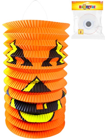 Lampion Halloween dýně oválný 15cm krčený papír na svíčku