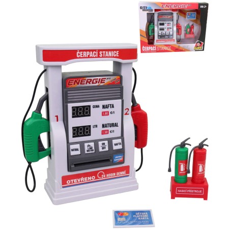 Čerpací stanice City Collection set benzinová pumpa s doplňky na baterie CZ Zvuk