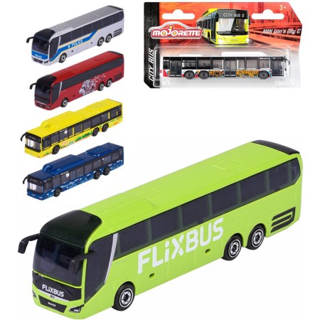 MAJORETTE Autobus MAN City kovový volný chod 2 druhy 3 barvy