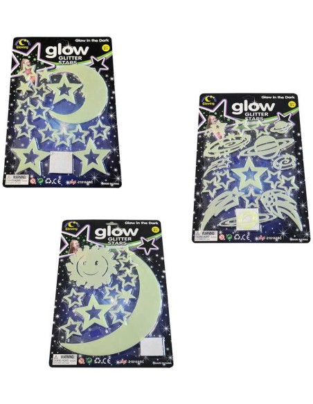 Noční obloha samolepky svítící ve tmě hvězdičky + měsíc dekorace na stěnu