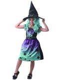 KARNEVAL Šaty Čarodějnice modrozelená vel. M (120-130cm) 5-9 let *KOSTÝM*