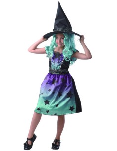 KARNEVAL Šaty Čarodějnice modrozelená vel. M (120-130cm) 5-9 let *KOSTÝM*