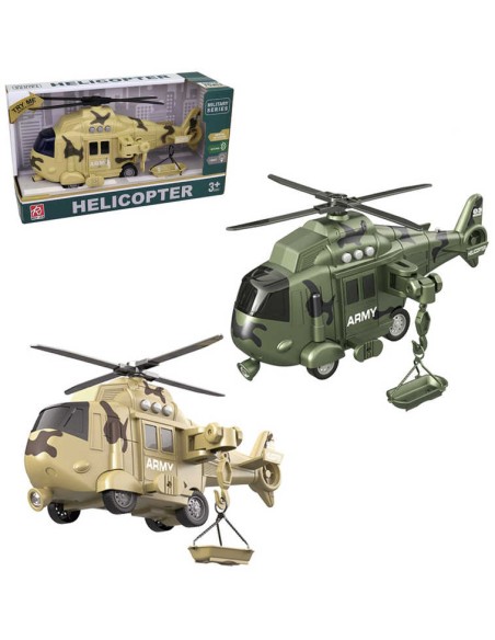 Vrtulník vojenský záchranářský 28cm s nosítky na baterie Světlo Zvuk 2 barvy