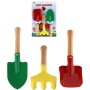 Nářadí dětské pracovní dřevo/kov zahradní set 3ks na kartě