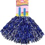 Mávátko party pom pom (pompon) třásně modro-stříbrné set 2ks na fandění