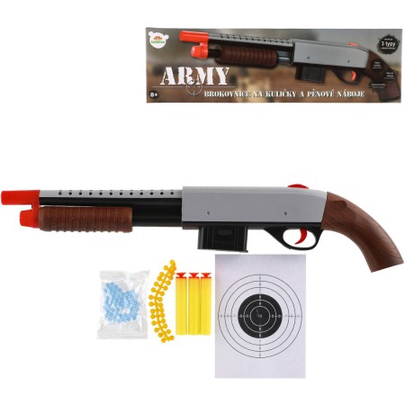 Brokovnice dětská zbraň na pěnové náboje / vodní a gumové kuličky set s náboji