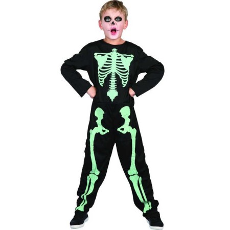 KARNEVAL Šaty kostra svítící ve tmě vel.M (120-130 cm) 5-9 let KOSTÝM
