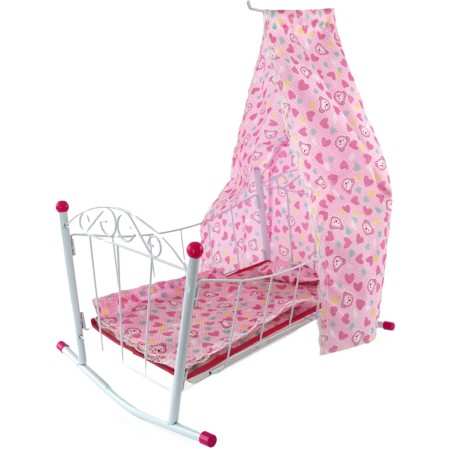 MAC TOYS Postýlka s nebesy set s peřinkou a polštářkem pro panenku miminko