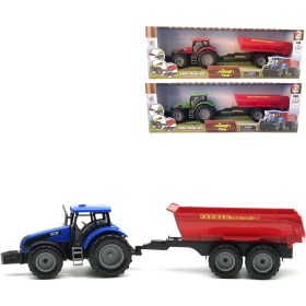 Traktor farmářský funkční set s červeným valníkem na setrvačník 3 barvy