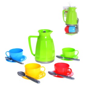 Čajový dětský servis plastové barevné nádobíčko set 14ks v síťce