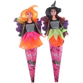 Panenka čarodějka kloubová v kornoutu Halloween 2 barvy