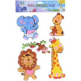 Dekorace pěnová nástěnná dětské motivy veselá safari zvířátka 5ks
