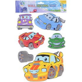 Dekorace pěnová nástěnná dětské motivy veselá autíčka 6ks
