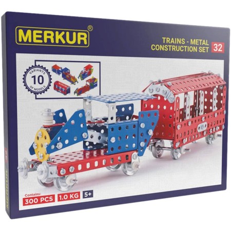 MERKUR M 032 Vláček Železniční modely 300 dílků *KOVOVÁ STAVEBNICE*