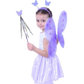 KARNEVAL Motýlí křídla s čelenkou a hůlkou fialová *KARNEVALOVÝ DOPLNĚK*