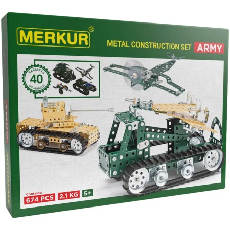 MERKUR 104 Army set 674 dílků * KOVOVÁ STAVEBNICE *