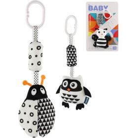 PLYŠ Zvířátko baby chrasticí závěsné 30cm kontrastní pro miminko 3 druhy