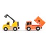 WOODY DŘEVO Užitkové vozy set 4 autíčka se 2 figurkami doplněk k vláčkodráze