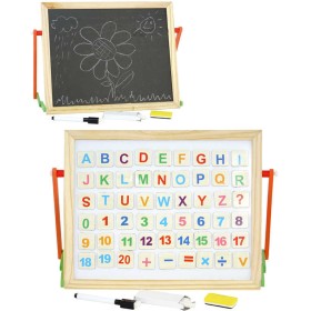 DŘEVO Tabulka magnetická set s křídami a magnetickými kartičkami 2v1
