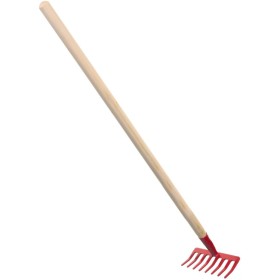 DŘEVO Hrábě dětské nářadí červené s násadou 80cm kov *DŘEVĚNÉ HRAČKY*