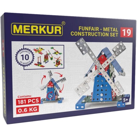 MERKUR M 019 Větrný mlýn 181 dílků *KOVOVÁ STAVEBNICE*