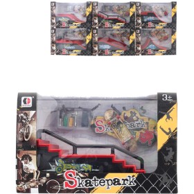 Rampa + prstový skateboard šroubovací set se 2 nástroji a doplňky 6 druhů