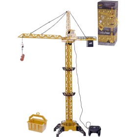 Jeřáb stavební 128cm ovládání na kabel set s doplňky na baterie plast