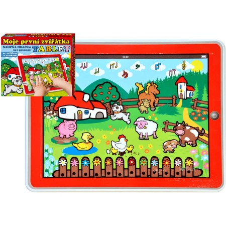 Tablet naučný interaktivní Moje první zvířátka 24x19cm na baterie Světlo Zvuk