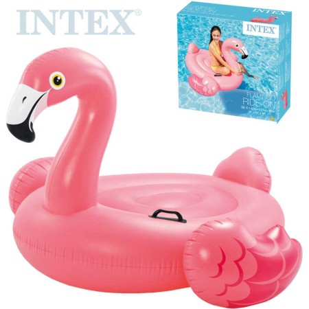 INTEX Plameňák malý nafukovací s úchyty 142x137x97cm dětské vozítko do vody 57558