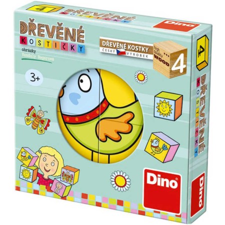 DINO DŘEVO Kostky dětské obrázkové kubus set 4ks *DŘEVĚNÉ HRAČKY*