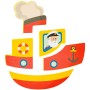 WOODY DŘEVO Baby vkládací puzzle loďka skládačka 5 dílků na desce