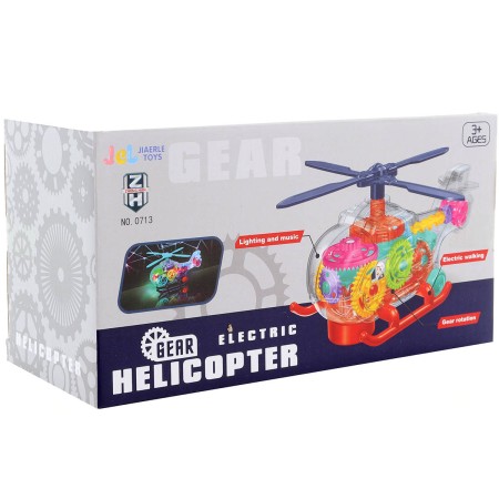 Vrtulník transparentní s ozubenými kolečky na baterie Světlo Zvuk