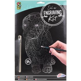 GRAFIX Obrázek vyškrabovací Pejsek stříbrný kreativní set se škrabacím perem