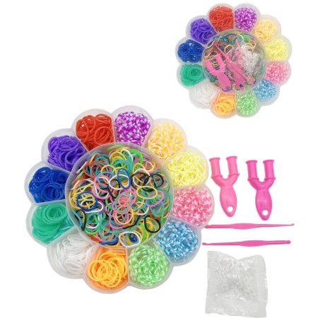 UDĚLEJ SI NÁRAMEK Gumičky LOOM BANDS 900ks set s doplňky květina