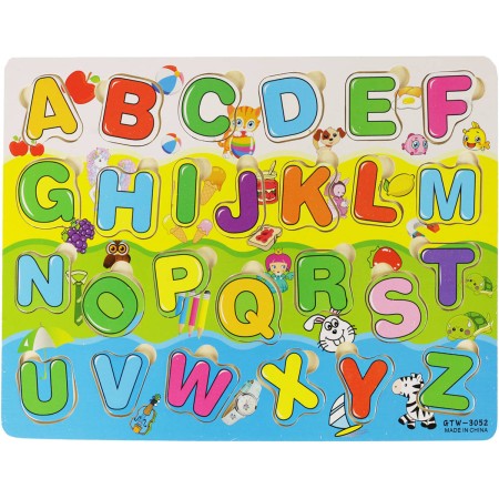 DŘEVO Puzzle vkládací písmena vkládačka na desce *DŘEVĚNÉ HRAČKY*